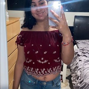 Rue21 off the shoulder cropped shirt